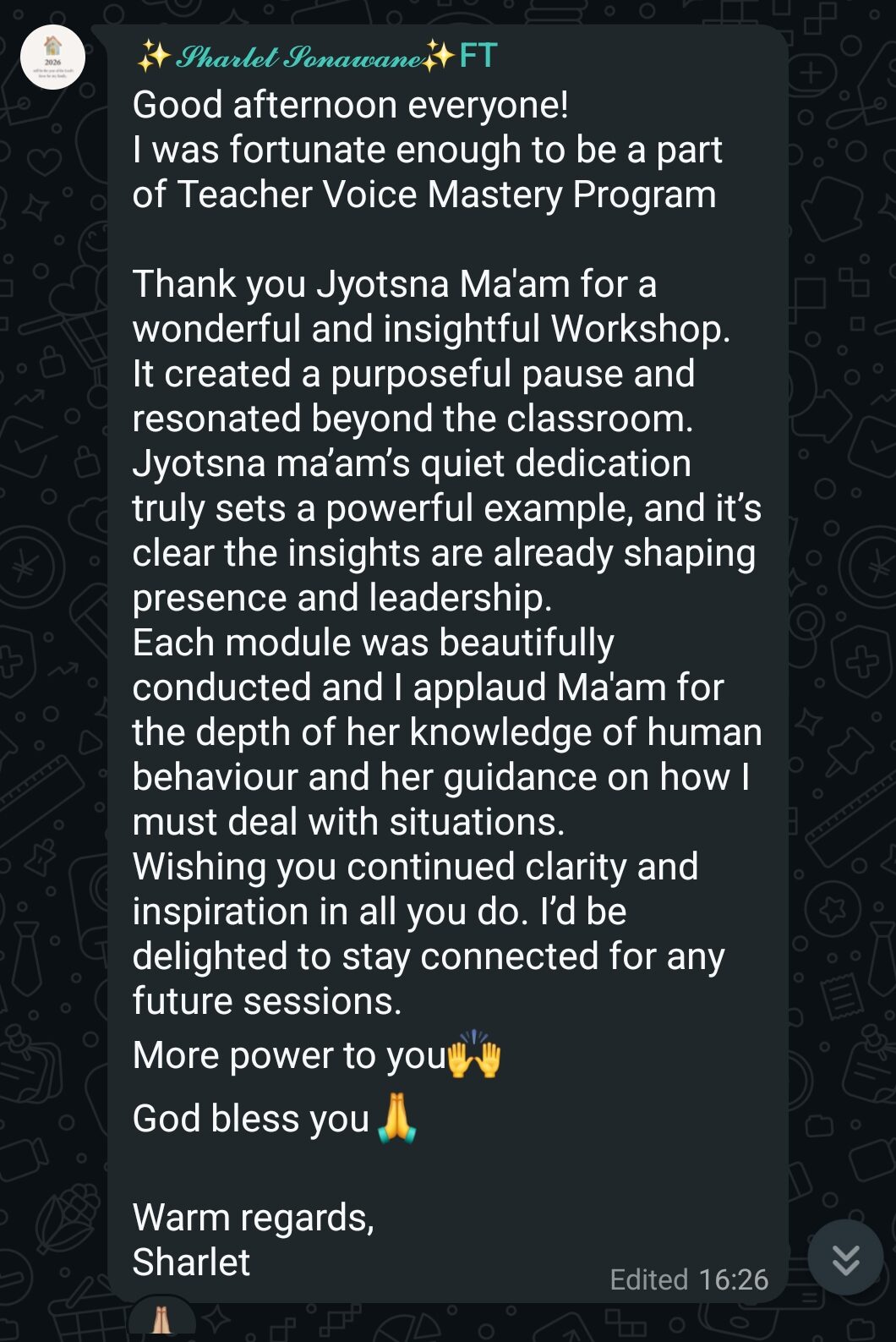 Teacher Testimonial